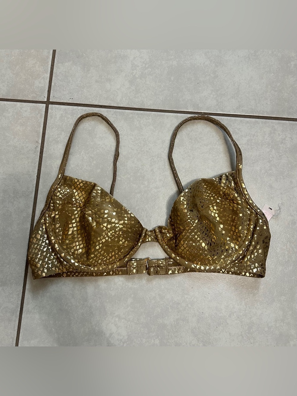 vintage metallic gold python/reptile print underwire bikini top